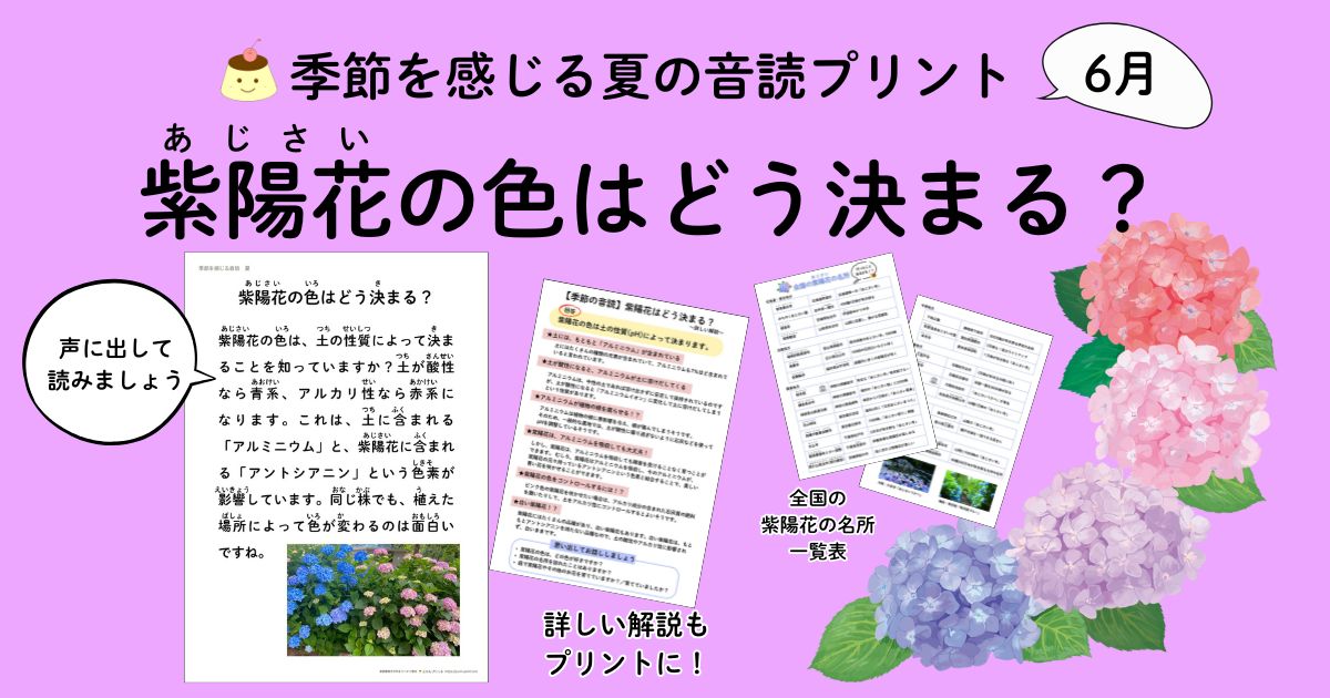 あじさいの色はどう決まる？音読プリント
