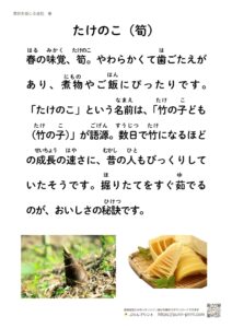 高齢者の脳トレやリハビリに季節の話題の音読プリント 5月 回想法や壁の装飾にも! たけのこ(筍)
